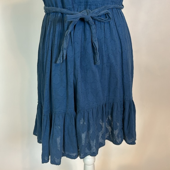 Banjanan | "Diana" Blue Embroidered Floral Tie Waist Sleeveless Dress | Large - Picture 15 of 15